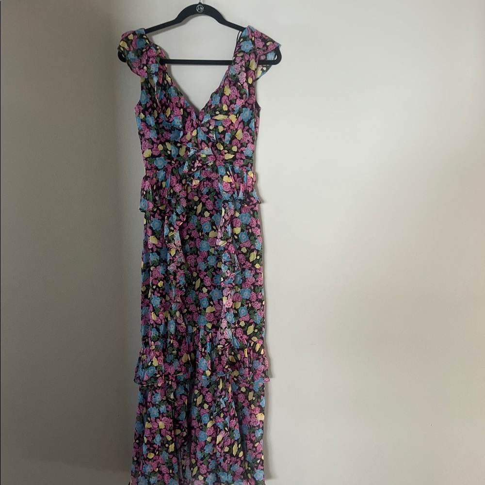 AMUR Floral Maxi Dress - Black, Pink, Blue, Green